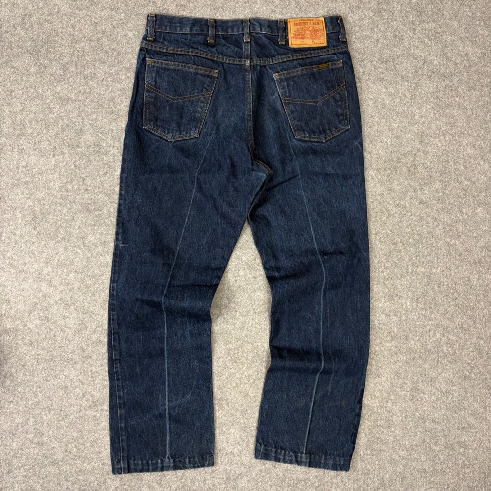 Vintage Roebucks Sears Mens Dark Wash Straight Leg Denim Jeans Blue 36x32 USA